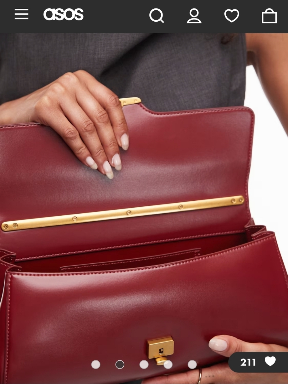 JW PEI ASOS Elegant Burgundy Baguette Shoulder Bag Designer Minimalist Women - Picture 7 of 9
